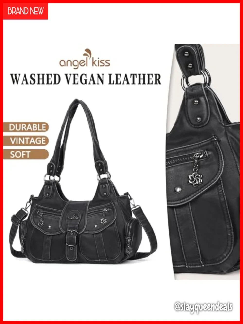 Vegan Leather Hobo Shoulder Bag Tote Purse with Crossbody Strap Roomy